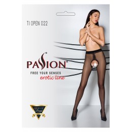 Passion bas et collants Collants ouverts couture TI022 - noir