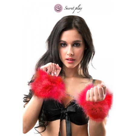 Secret Play Menottes marabou rouge - Secret Play