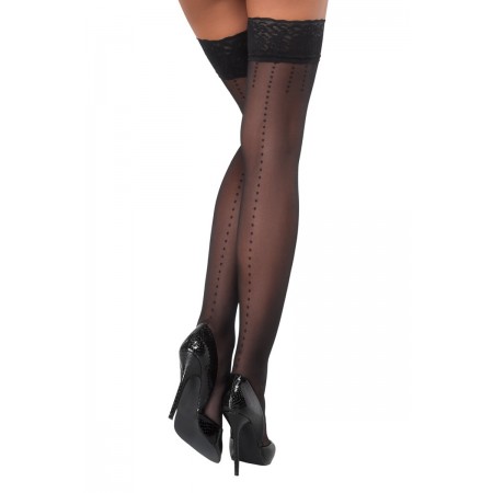 Cotelli Legwear Bas autofixants noir Hold up 2 - Cotelli Legwear