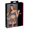 Cotelli lingerie Ensemble coquin ouvert 3 pièces gris - Cottelli Lingerie