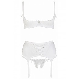 Cotelli lingerie Ensemble lingerie 3 pièces ouvert blanc - Cottelli Lingerie