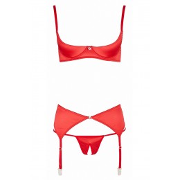 Cotelli lingerie Ensemble lingerie 3 pièces ouvert rouge - Cottelli Lingerie