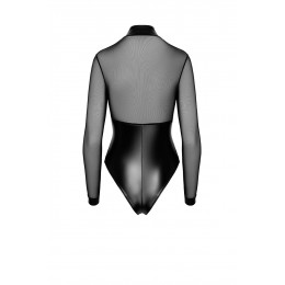 Noir Handmade Body Edge zippé avec anneaux F321 wetlook et tulle