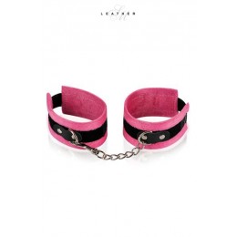 Leather SM Menottes de poignets rose et noir