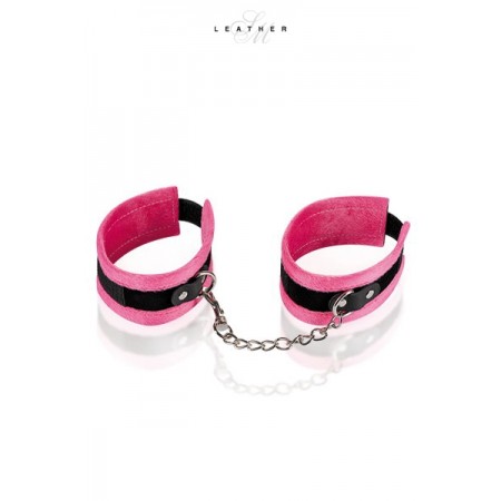 Leather SM Pink and black ankle cuffs