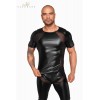 Noir Handmade T-shirt wetlook et filet H056