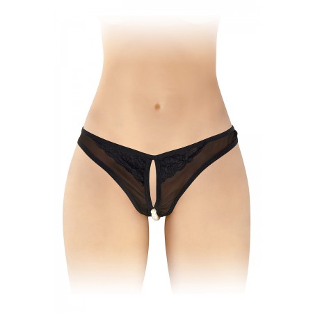 Fashion Secret String ouvert avec perles Sophie - noir