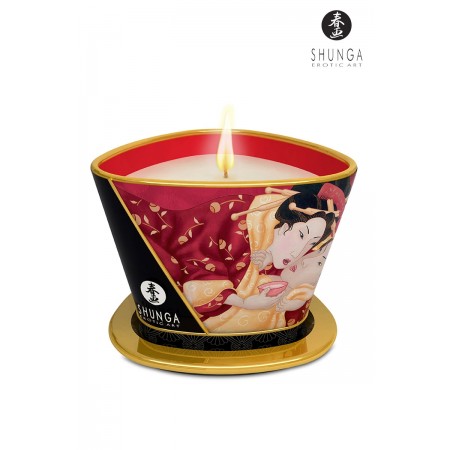 Shunga Bougie à massage parfum Vin pétillant à la fraise - Shunga