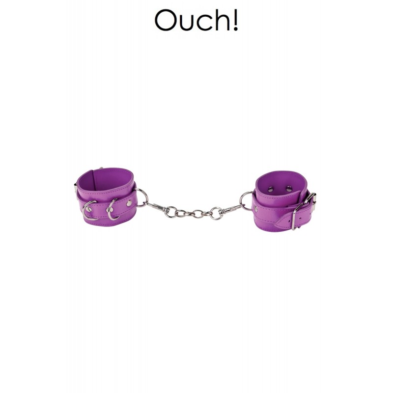 Ouch! Menottes Premium en cuir violet - Ouch