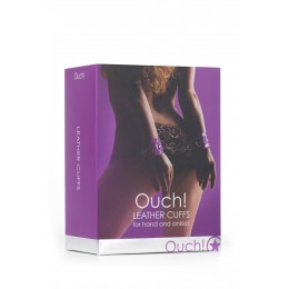 Ouch! Menottes Premium en cuir violet - Ouch