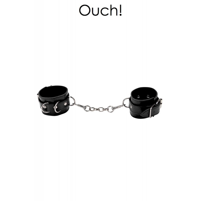 Ouch! Menottes Premium en cuir noir - Ouch