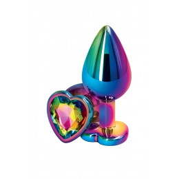 NS Novelties Plug anal aluminium coeur multicolore M - Rear Assets