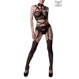 Grey Velvet Set sexy fetish harnais et voile - Grey Velvet