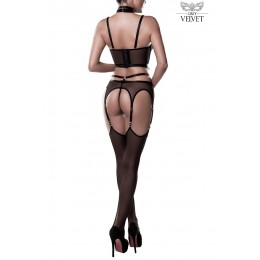 Grey Velvet Set sexy fetish harnais et voile - Grey Velvet