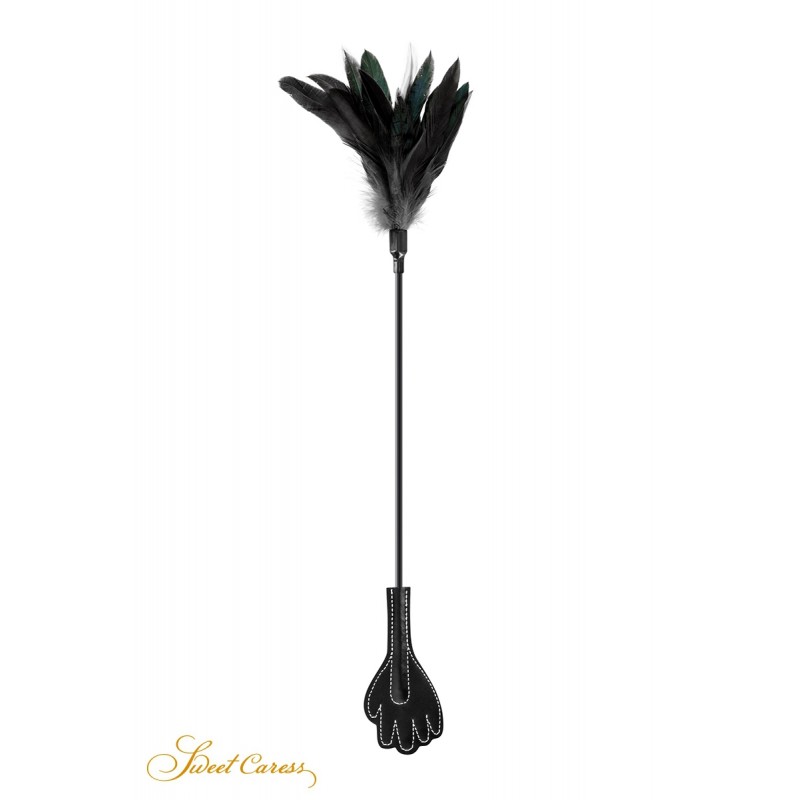 Sweet Caress Mini cravache main avec plumes noires - Sweet Caress