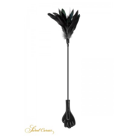 Sweet Caress Mini cravache main avec plumes noires - Sweet Caress