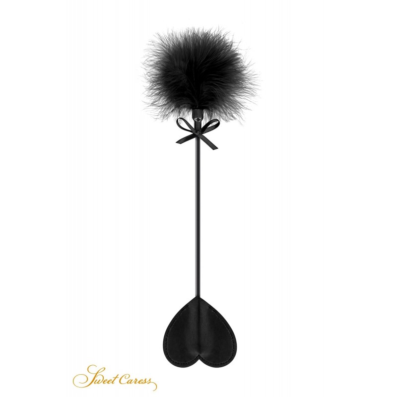 Sweet Caress Tapette coeur avec pompon noir - Sweet Caress