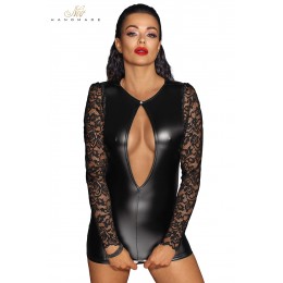 Noir Handmade Mini robe wetlook et dentelle F253