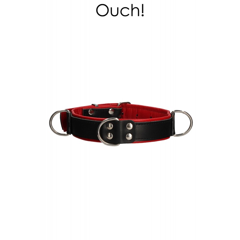 Ouch! Collier Bondage Deluxe rouge et noir - Ouch!