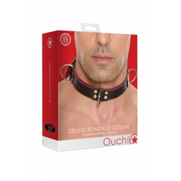 Ouch! Collier Bondage Deluxe rouge et noir - Ouch!