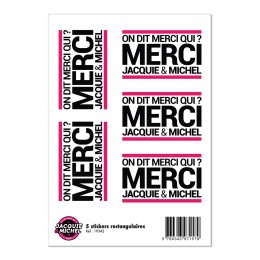 Jacquie & Michel 5 stickers J&M blanc logo rectangle